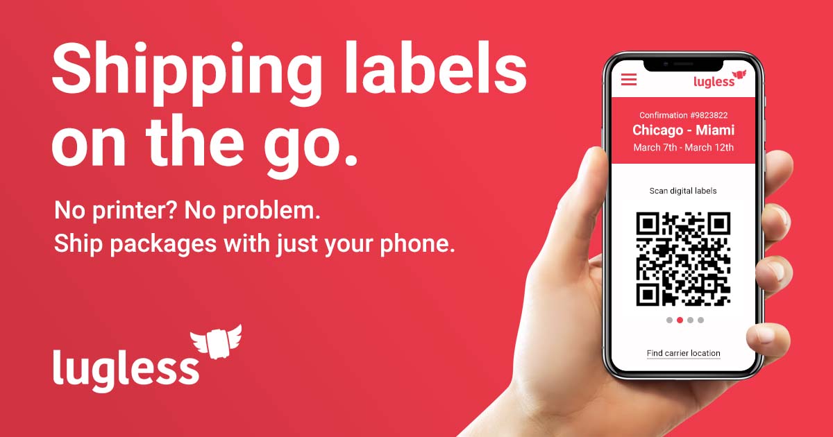 LugLess Digital Labels Electronic Shipping Labels Sent to Your Phone